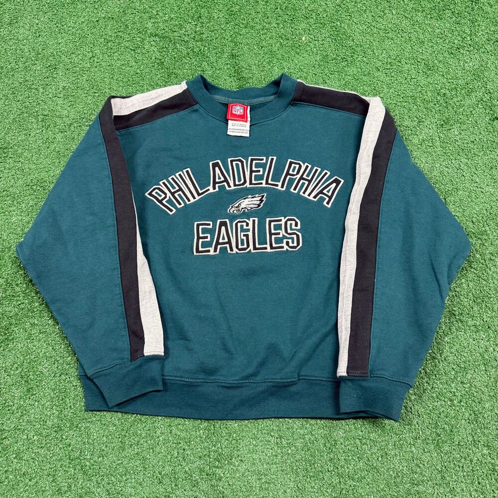 Philadelphia Eagles NFL Colorblock Crewneck Sweatshirt Green Y2K Football